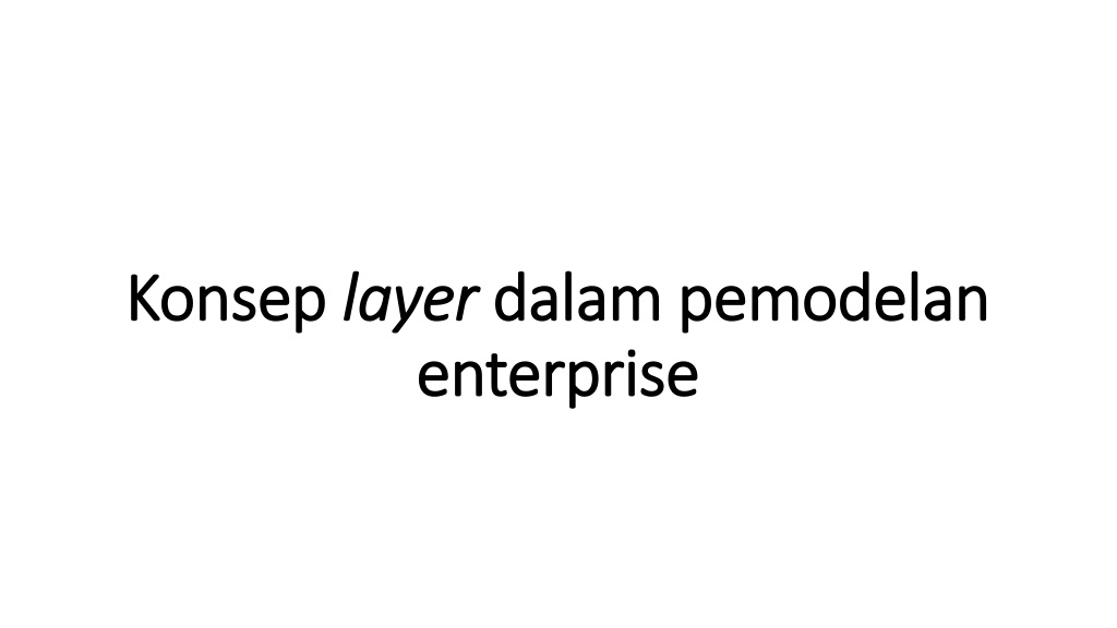 enterprise modeling architecture concepts and laye