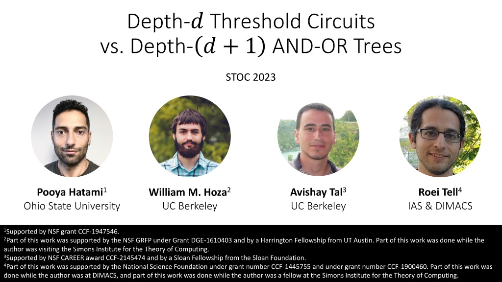 depth threshold circuits vs depth 1 and or trees stoc 20