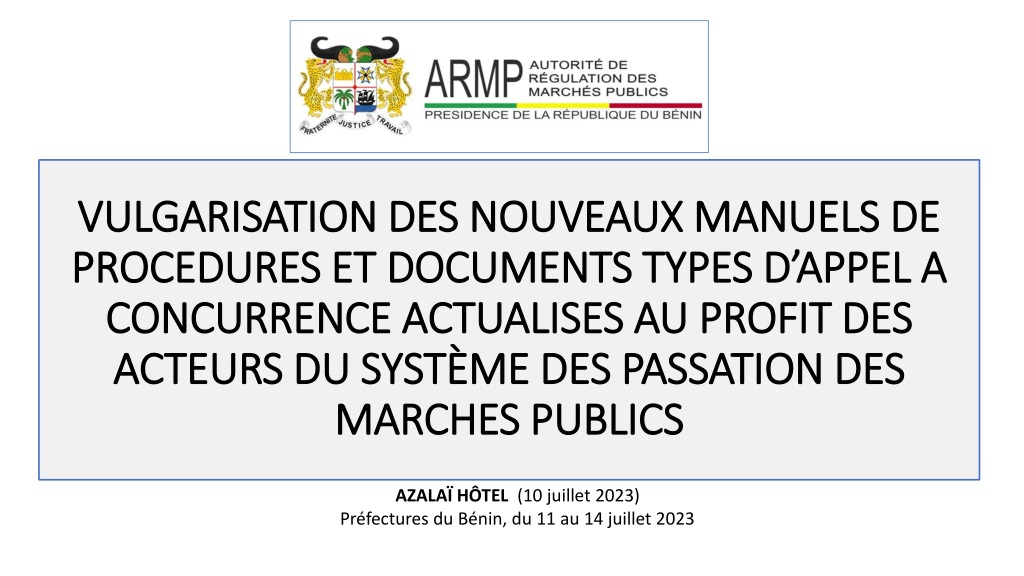 modernization of procurement procedures and documentation in public markets worksh