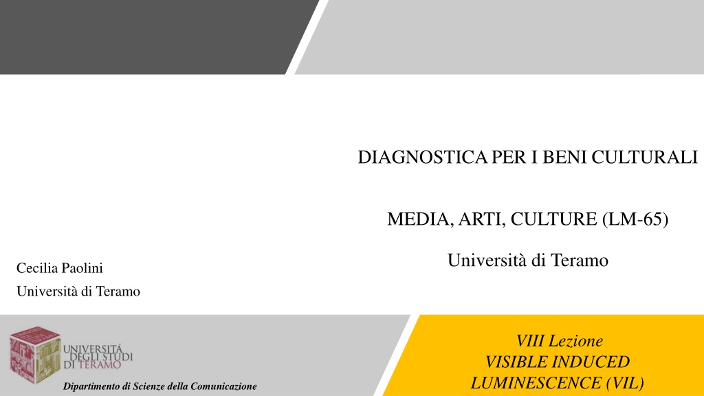 Visible Induced Luminescence (VIL) for Artistic Diagnostic in Cultural Heritage - University of Teramo