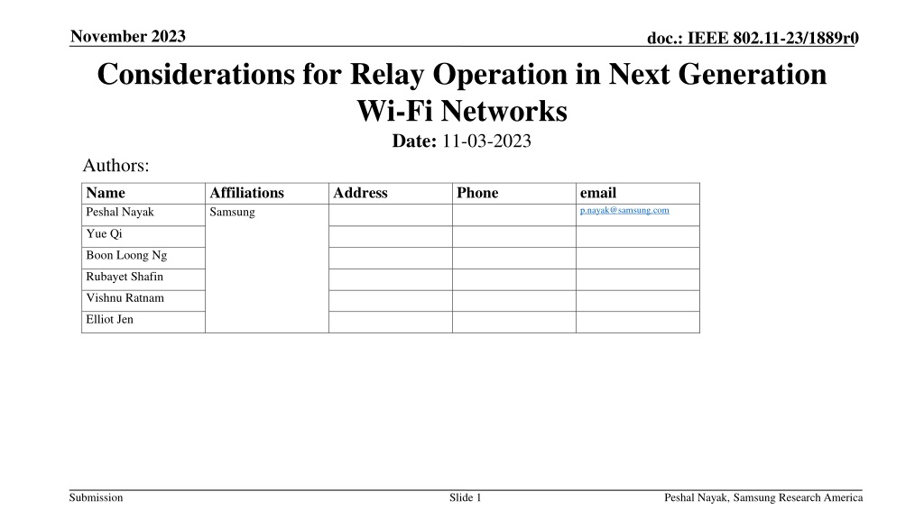 considerations for relay operation in next generation wi fi networks 132636