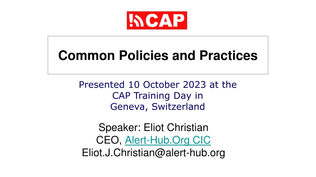 overview of common policies and practices for cap aler