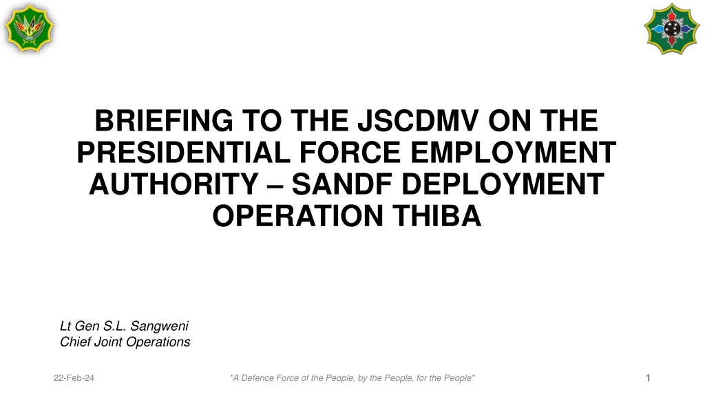 presidential authorization for sandf deployment operation thi
