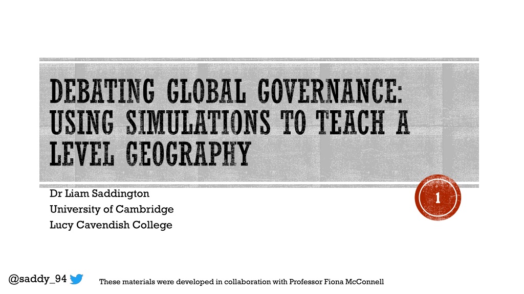 understanding global governance and unrepresented peoples role play simulation in educati