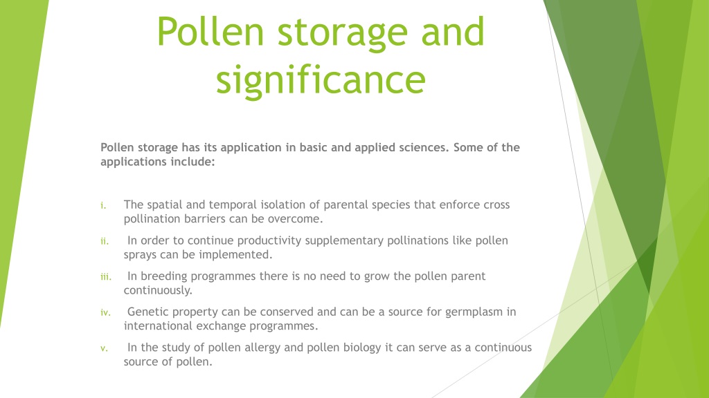 PPT - Pollen Storage and Significance in Science and Breeding Programs ...