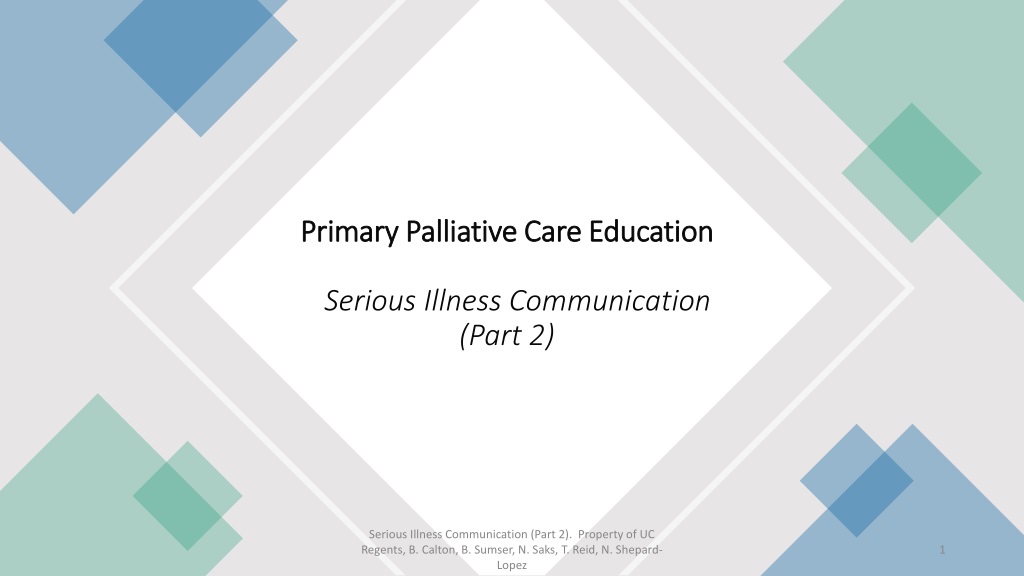 PPT - Enhancing Communication Skills in Primary Palliative Care for ...