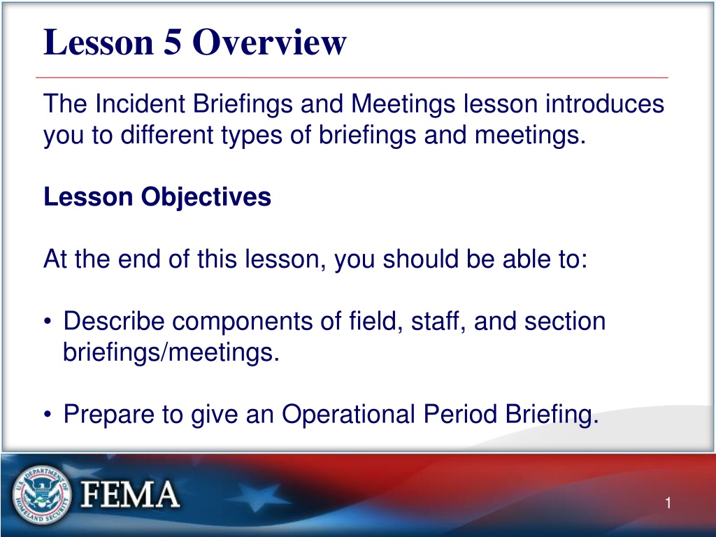 incident briefings and meetings overvi