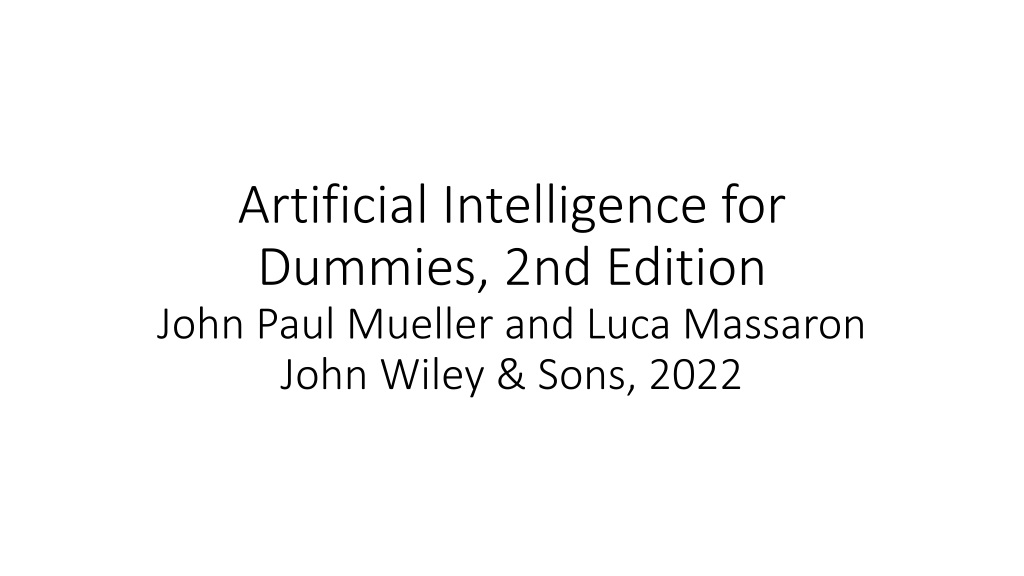 Artificial Intelligence for Dummies, 2nd Edition
