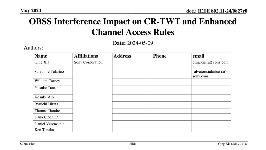 obss interference impact on cr twt and enhanced channel access rules in ieee 802 11 