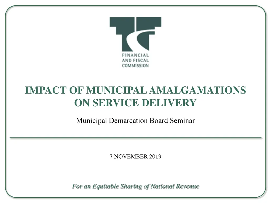 Impacts of Municipal Amalgamations on Service Delivery: Lessons from International Examples