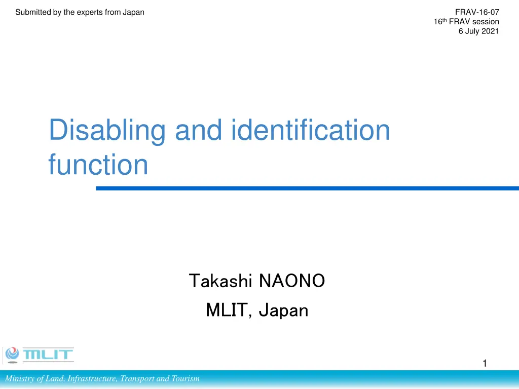 Proposed Requirements for Disabling and Identifying Automated Driving Systems