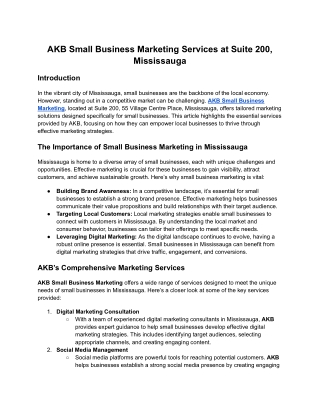 AKB Small Business Marketing Services at Suite 200, Mississauga