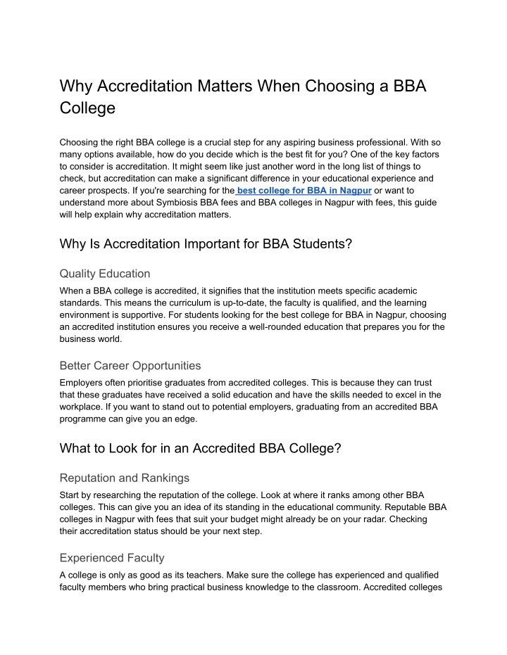 why accreditation matters when choosing