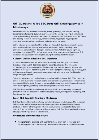 Grill Guardians: A Top BBQ Deep Grill Cleaning Service in Mississauga