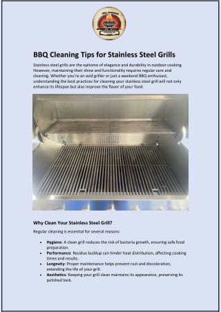 BBQ Cleaning Tips for Stainless Steel Grills