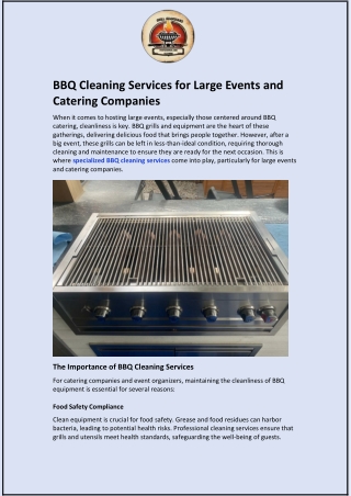 BBQ Cleaning Services for Large Events and Catering Companies