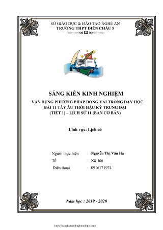 Vận dụng phương pháp đóng vai trong dạy học Bài 11 Lịch sử Lớp 10