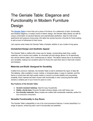 the geniale table elegance and functionality