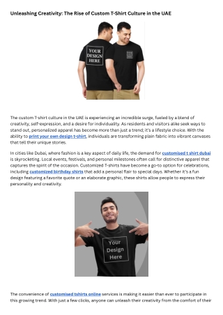 Unleashing Creativity The Rise of Custom T-Shirt Culture in the UAE