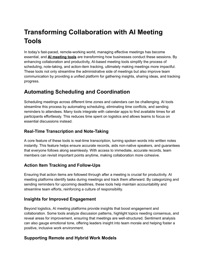 transforming collaboration with ai meeting tools