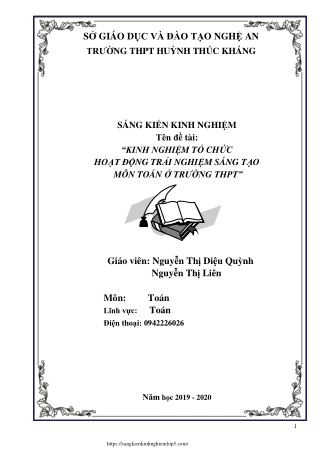 Kinh nghiệm tổ chức hoạt động trải nghiệm sáng tạo môn Toán ở trường THPT