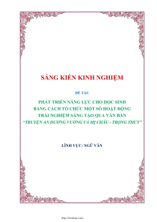 Phát triển năng lực cho học sinh bằng cách tổ chức một số HĐTN sáng tạo