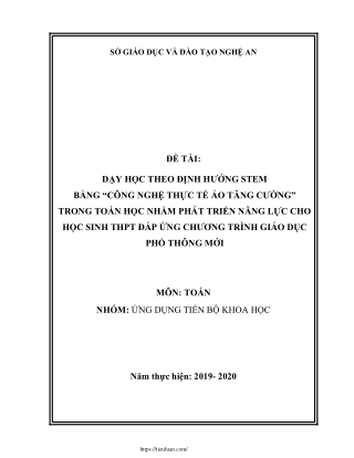 Dạy học theo định hướng STEM bằng “Công thực tế ảo tăng cường” trong Toán học
