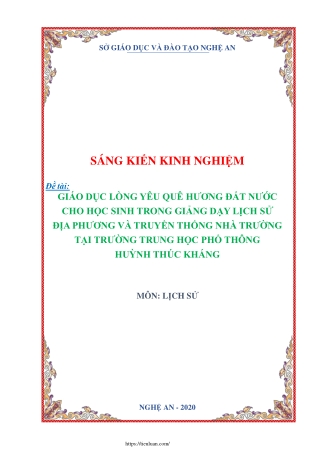 Giáo dục lòng yêu quê hương đất nước cho HS trong giảng dạy Lịch sử địa phương