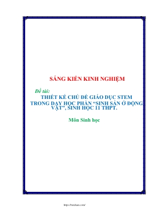 Thiết kế chủ đề giáo dục STEM trong dạy học phần sinh sản ở động vật Sinh học 11