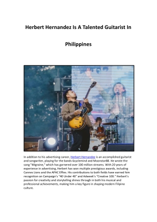 Herbert Hernandez Is A Talented Guitarist In Philippines