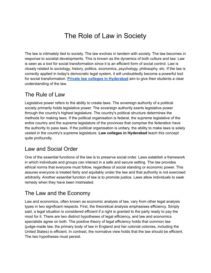 the role of law in society