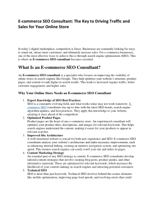 What is E-commerce SEO?