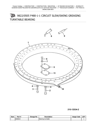JCB JS330NLC T4 TRACKED EXCAVATOR Parts Catalogue Manual (Serial Number 02441101-02441200)