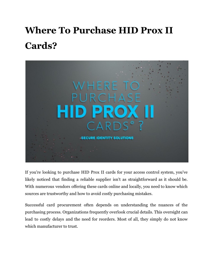 where to purchase hid prox ii