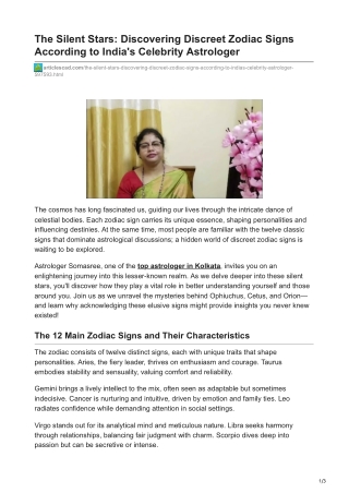 The Silent Stars Discovering Discreet Zodiac Signs According to India's Celebrity Astrologer