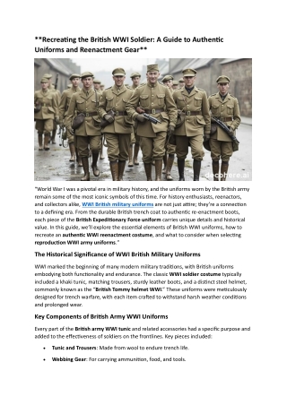 recreating the british wwi soldier a guide