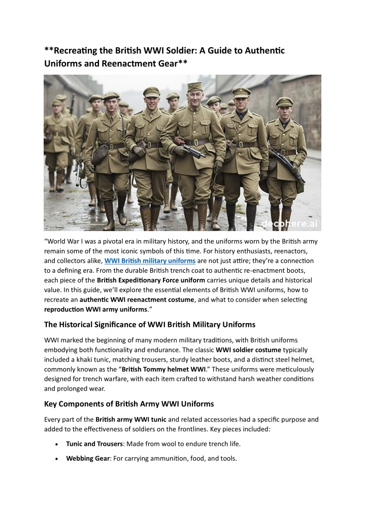 recreating the british wwi soldier a guide