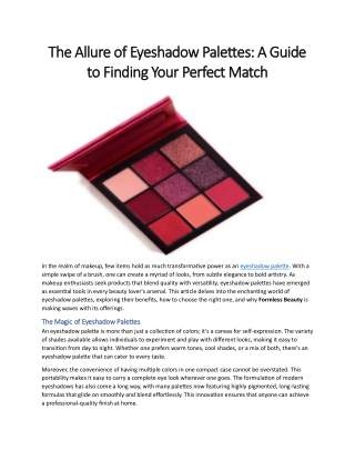 Allure of Eyeshadow Palettes: Finding you a Perfect Match with  Formless Beauty