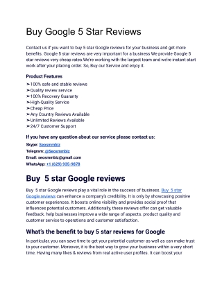 New Update Buy Google 5 Star Reviews