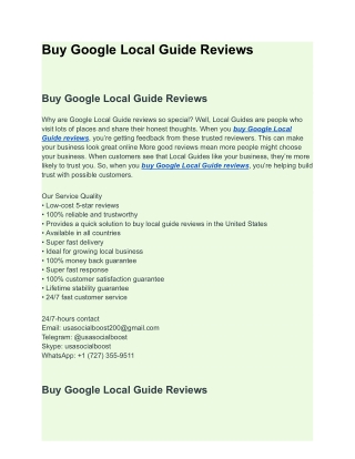 Buy Google Local Guide Reviews......