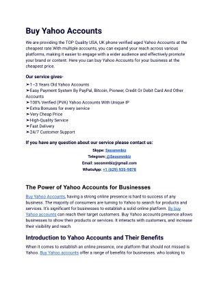 New Update Buy Yahoo Accounts