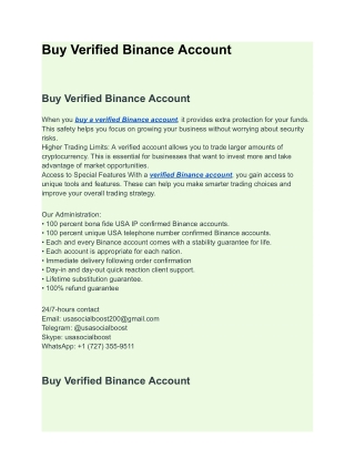 Buy Verified Binance Account