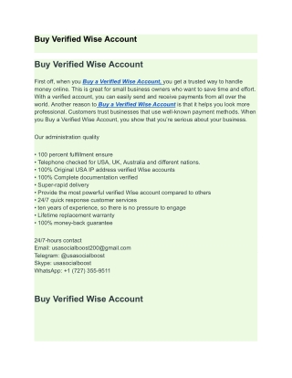 Buy Verified Wise Account