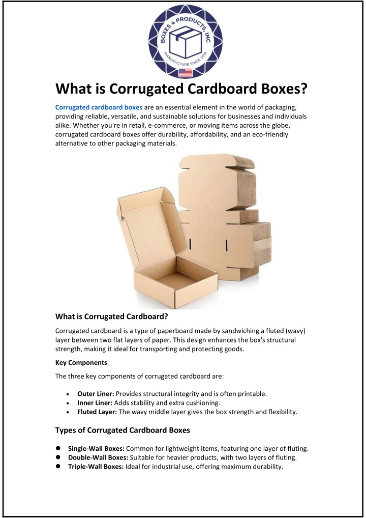 what is corrugated cardboard boxes