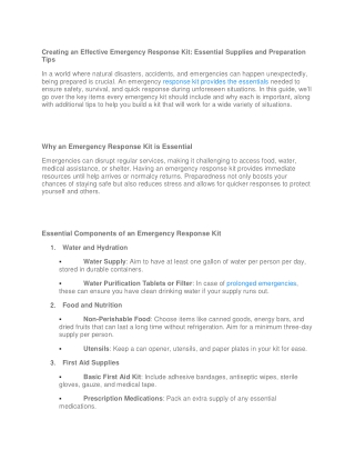 creating an effective emergency response