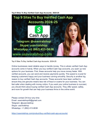 Top 9 Sites To Buy Verified Cash App Accounts  2024-25