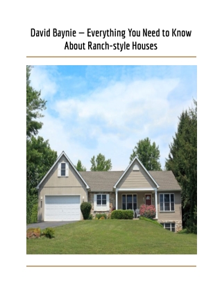 Ranch-Style Houses Explained by David Baynie