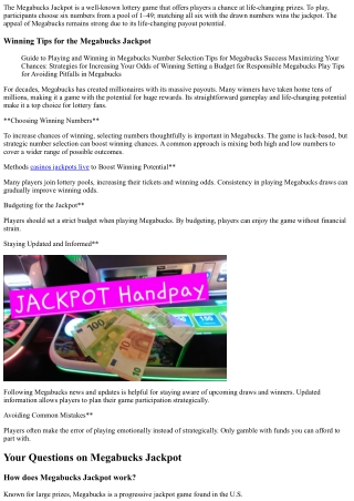 Essential Tips for a Megabucks Jackpot Win