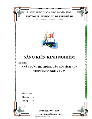 Xây dựng hệ thống câu hỏi tích hợp trong môn Ngữ văn Lớp 7