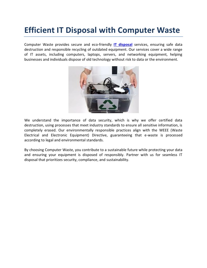 efficient it disposal with computer waste